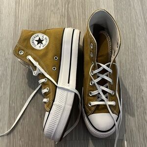Tan Converse Platform Hightops